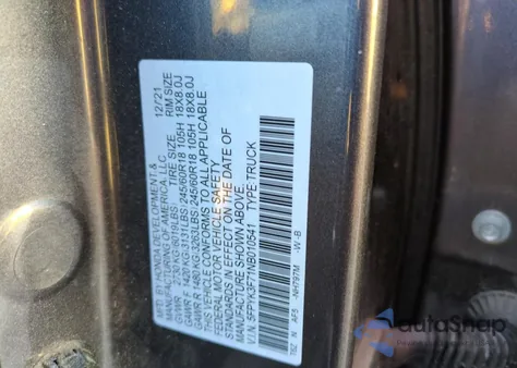 2022 Honda Ridgeline Rtl z USA, uszkodzony, nr VIN 5FPYK3F71NB010541